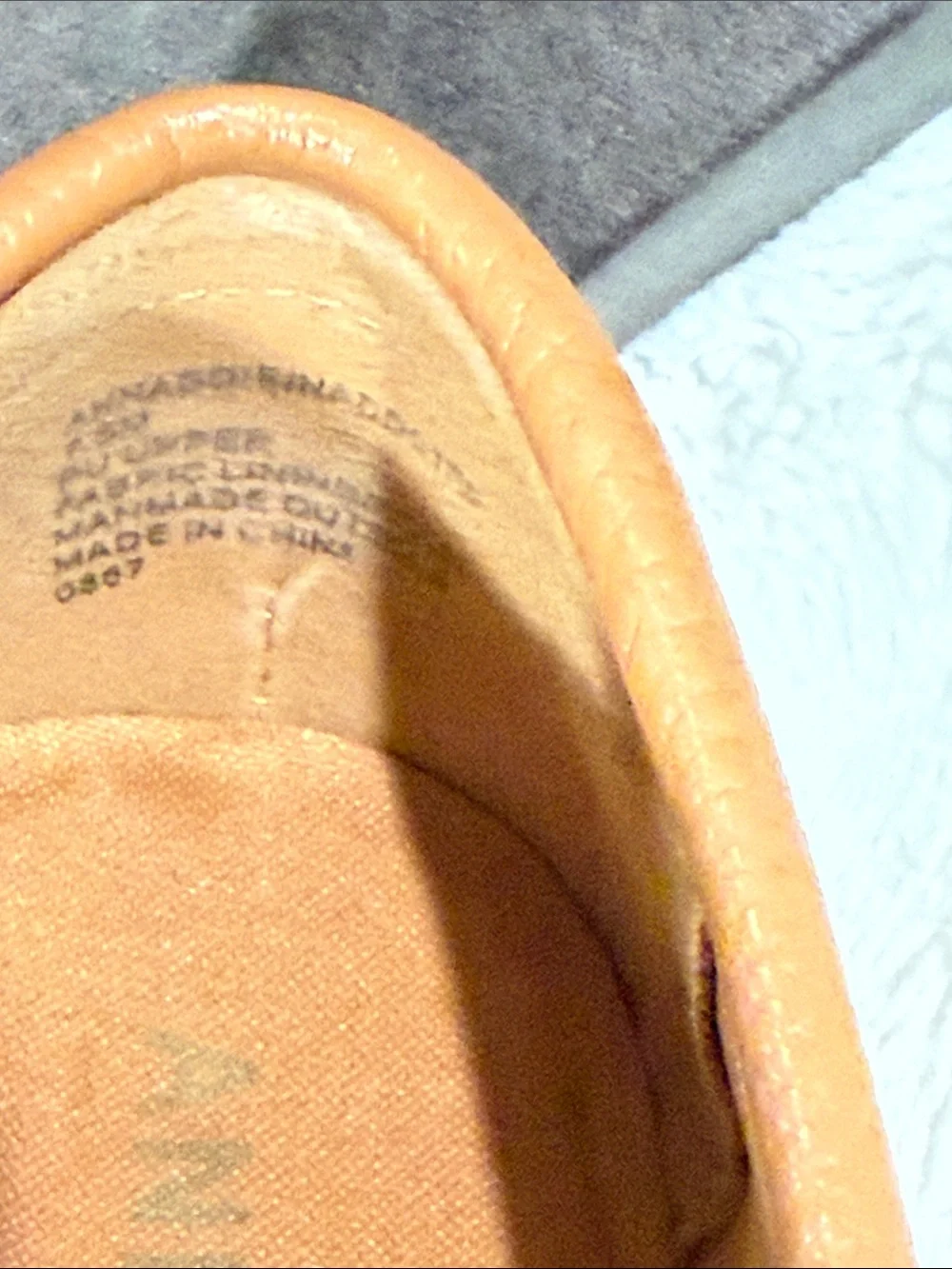 Anne Klein Tan Pebbled Leather Loafers with Gold Plaque Size 7.5